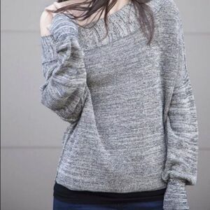 Free People Size XS Gray Flash Dance Oversized One Shoulder Sweater